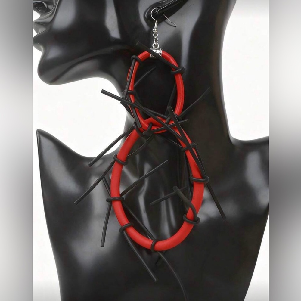 Red and Black Statement Earrings